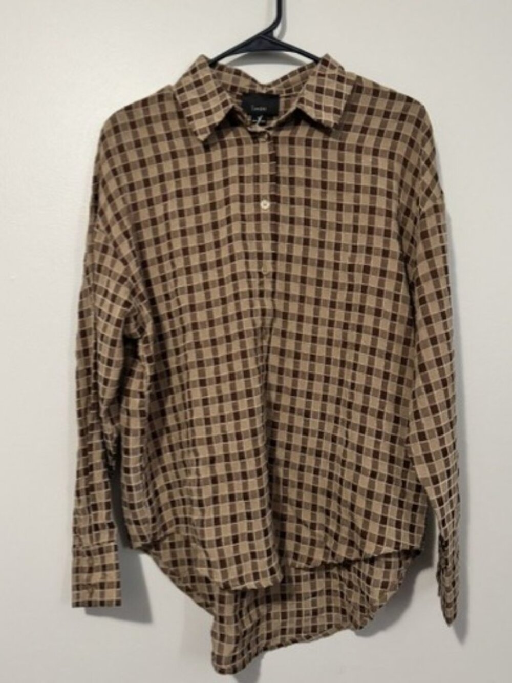 Woman's Lumiere Long Sleeve Button Down Shirt Color Brown Size Small